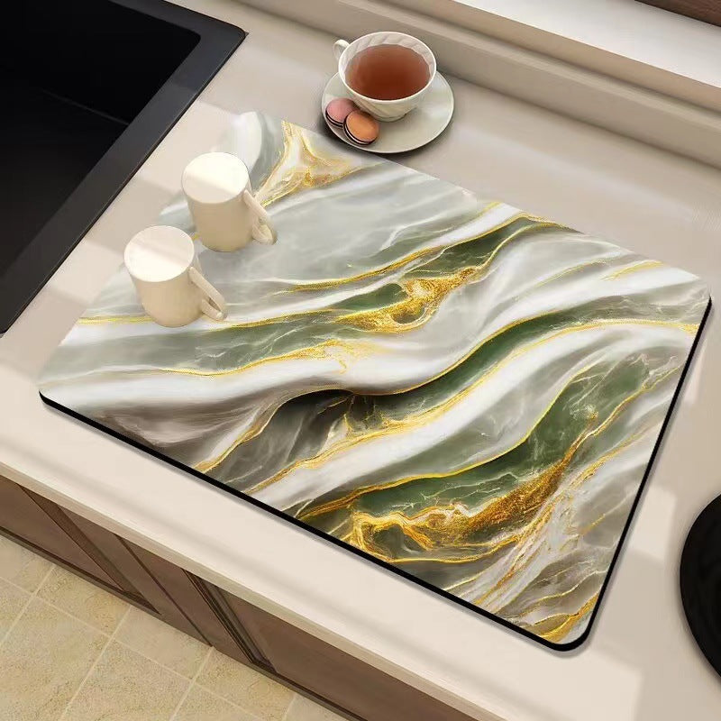 Marble-Inspired Kitchen Counter Mat Kalsten