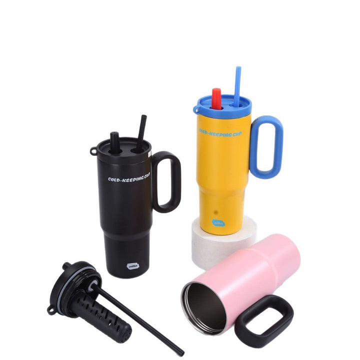 Unisex insulated cup with practical handle and straw function Kalsten
