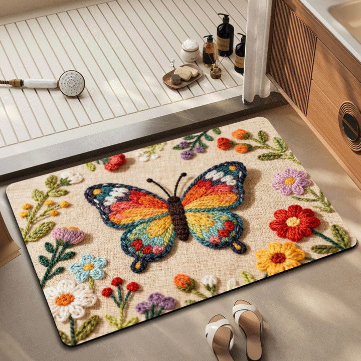 Artistic Embroidered Peacock Bath Mat Kalsten