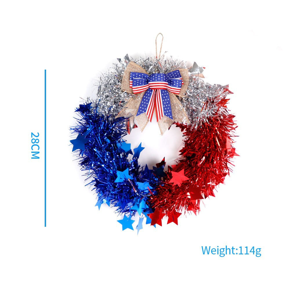 Unisex nan festive tinsel-glitter wreath with star appliqué and jute ribbon bow Kalsten