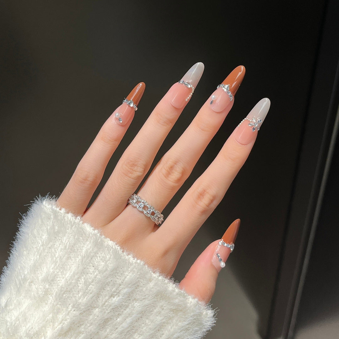 Glamorous Crystal-Embellished Press-On Nail Design Kalsten