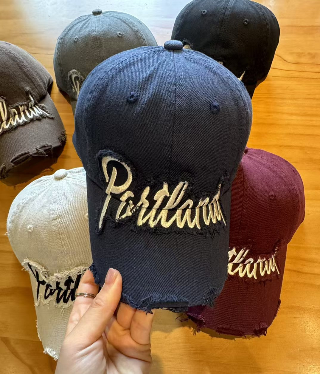 Unisex Distressed Denim Baseball Cap Kalsten