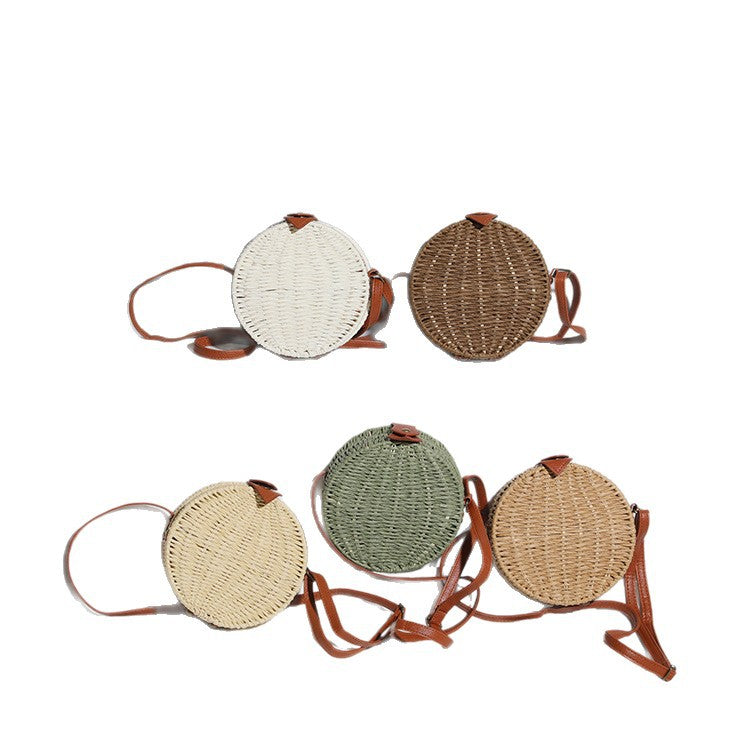 Round basket bag with leather accents Kalsten