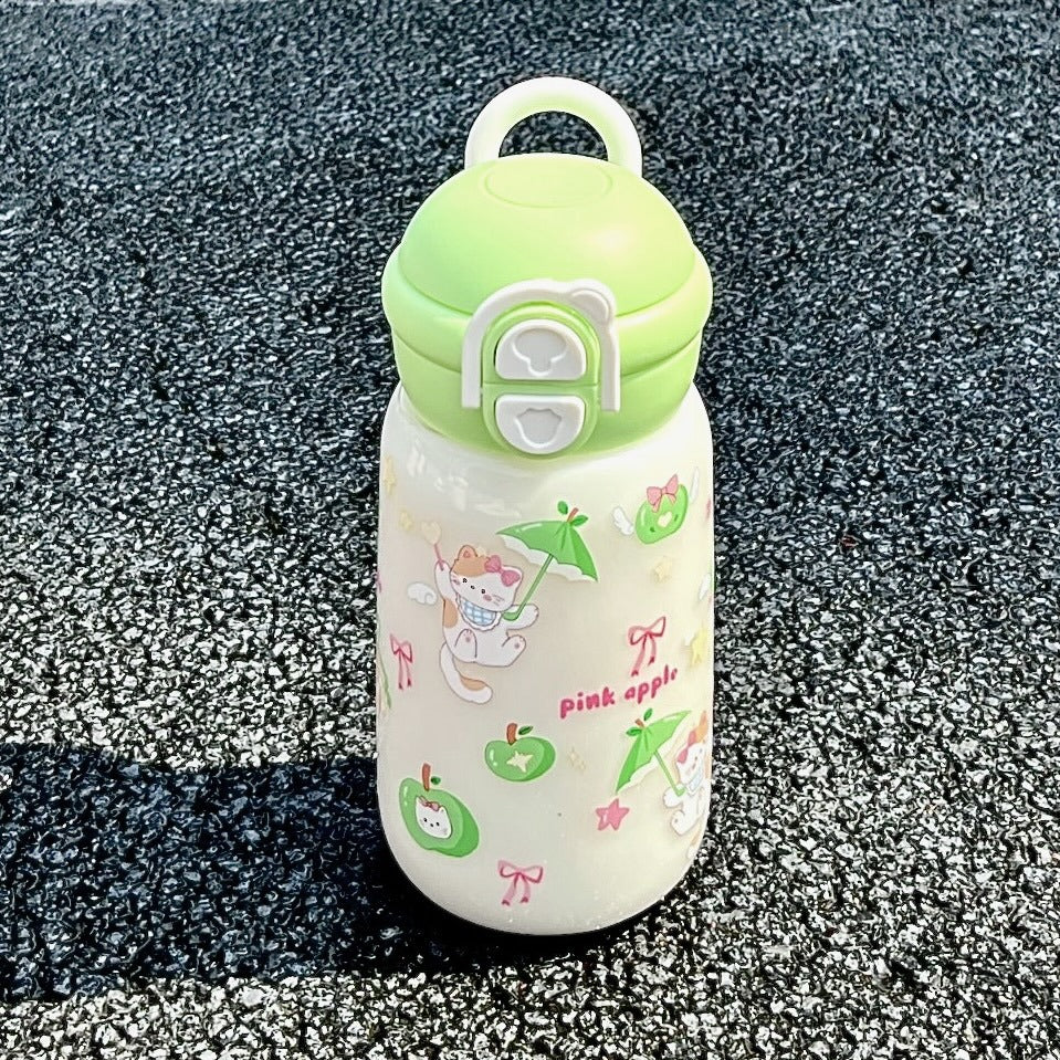 Women's insulated drinking bottle with playful animal design and secure flip-top lid Kalsten