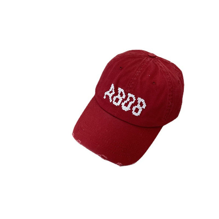 Women's Distressed Cotton Baseball Cap with Graphic Detailing Kalsten