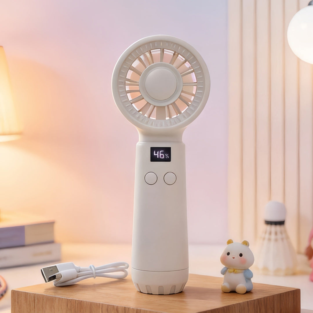Cooling portable rechargeable bladeless handheld fan with LED speed display and USB charging Kalsten