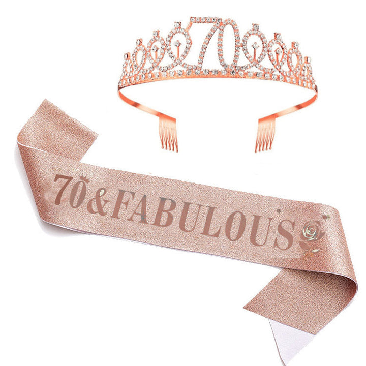 Women's Glittering Birthday Tiara Set with Sash Kalsten