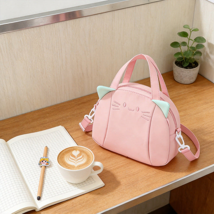 Playful Cat Motif Shoulder Bag Kalsten