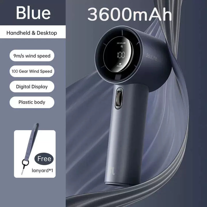 Unisex one-size rechargeable cordless portable hair dryer with digital display, multi-speed wind control and travel lanyard Kalsten