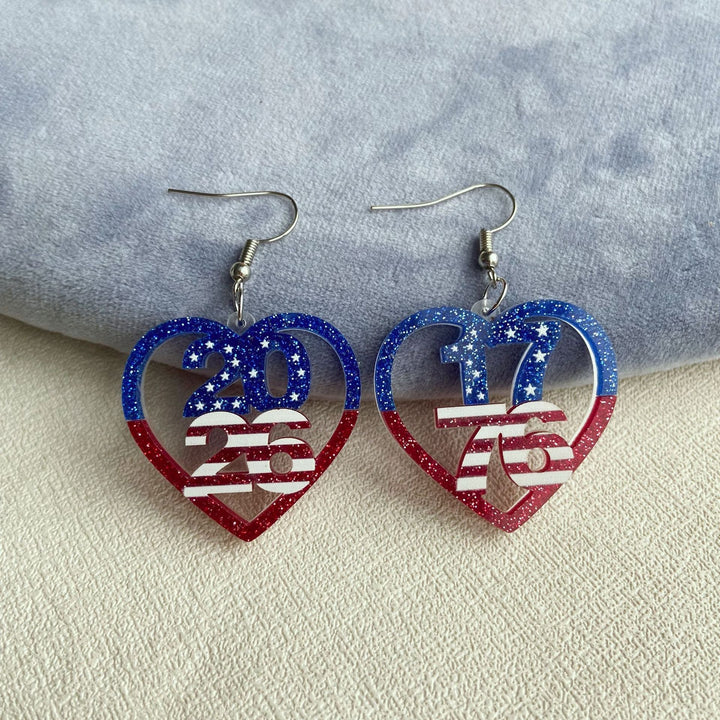 Women's eye-catching acrylic number earrings with sparkling star and stripe pendants Kalsten