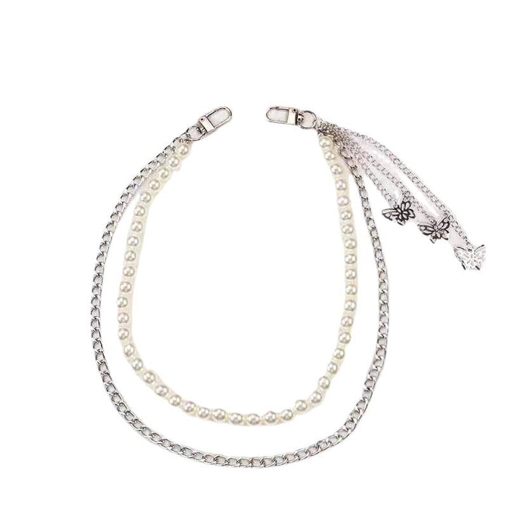 Fashionable belt with pearl and chain pendants Kalsten