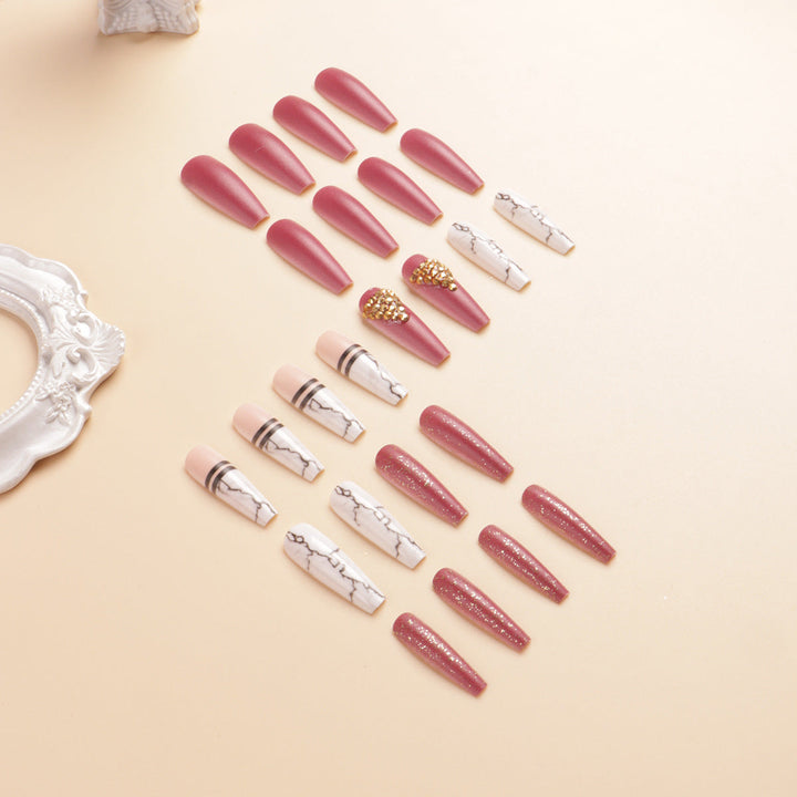 Elegant Marble Press-On Nail Art Set Kalsten