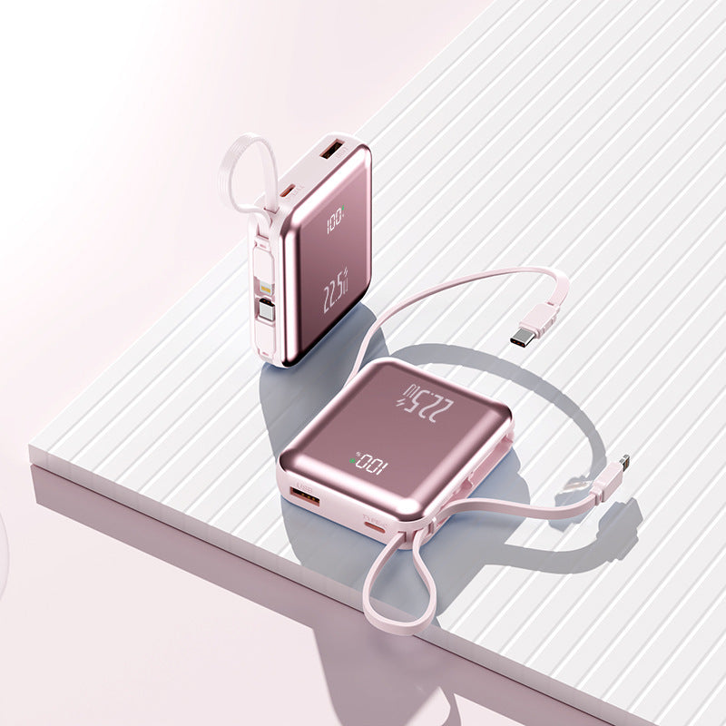 Portable power bank with digital display and integrated cable management Kalsten