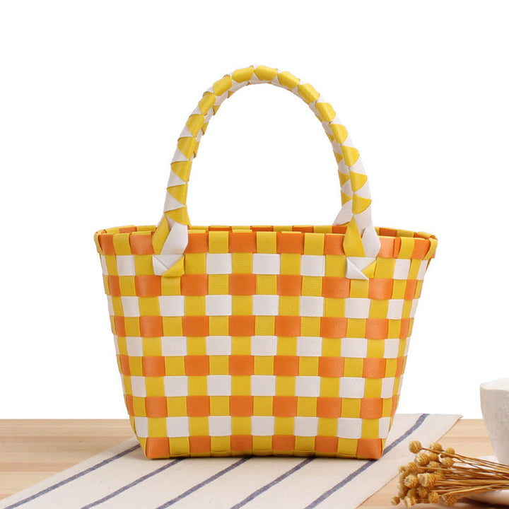 Handcrafted Tote Bag in Modern Check Pattern Kalsten