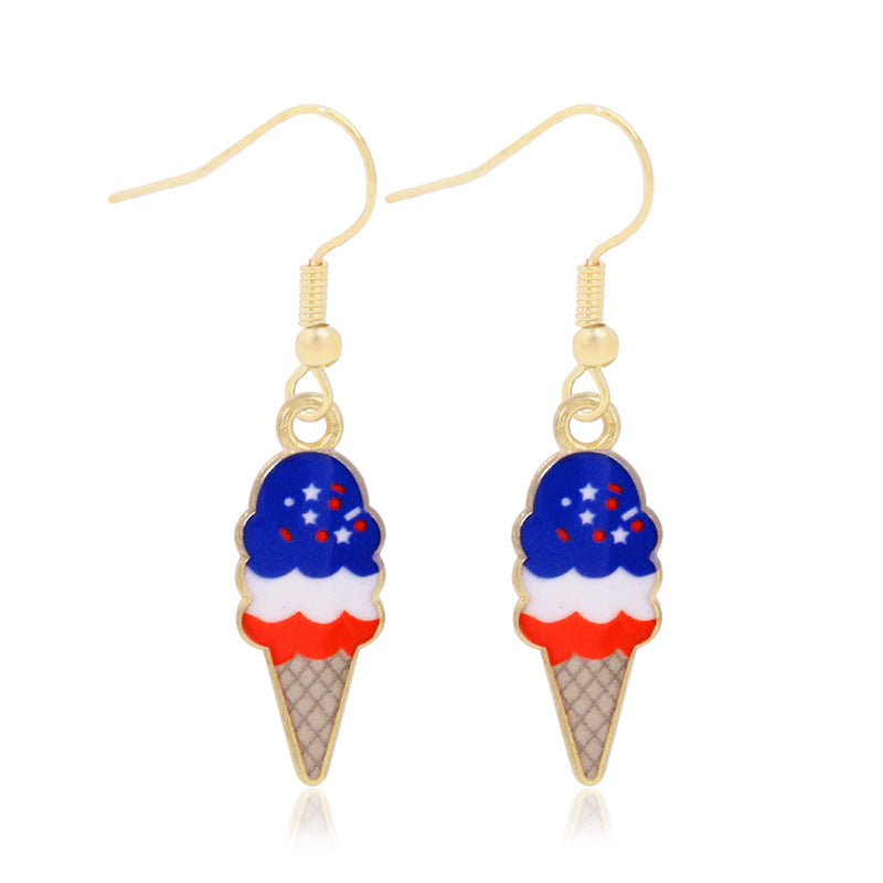 Women's star-shaped enamel earrings with USA flag motif and gold-plated fish Kalsten
