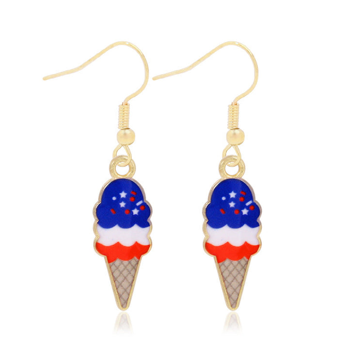 Women's lightweight star earrings with enamel flag design and fishhook Kalsten