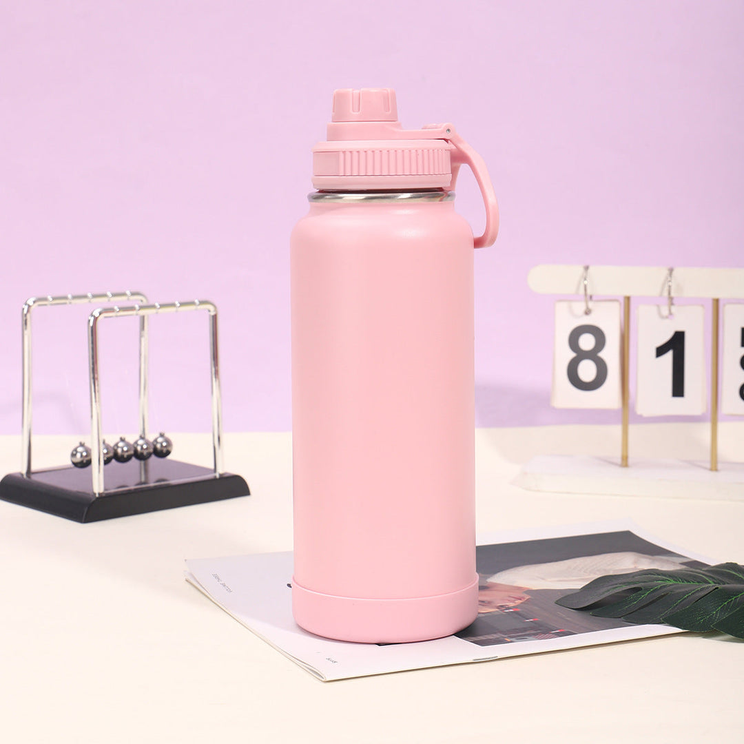 Insulated Stainless Steel Wide-Mouth Sport Bottle With Twist-Lock Spillproof Cap And Silicone Base