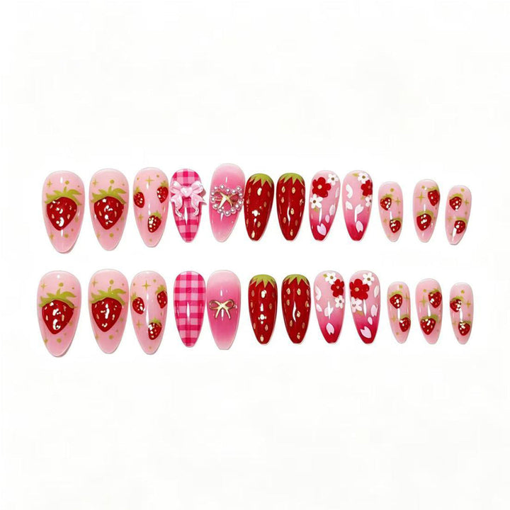 Strawberry-Themed Press-On Nail Art Set Kalsten