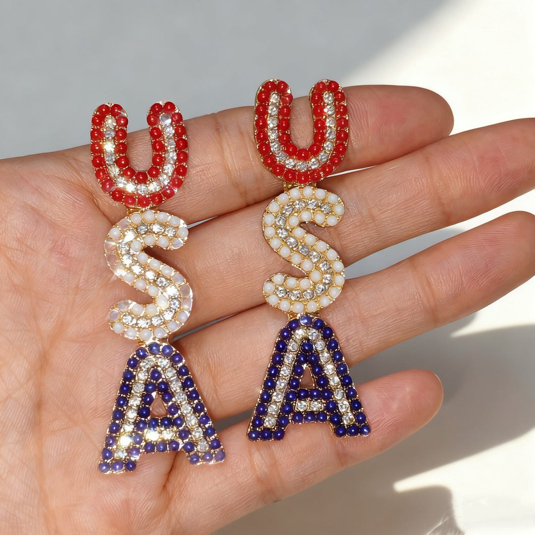 Women’s sparkling statement earrings with crystal beads and gold-plated setting Kalsten