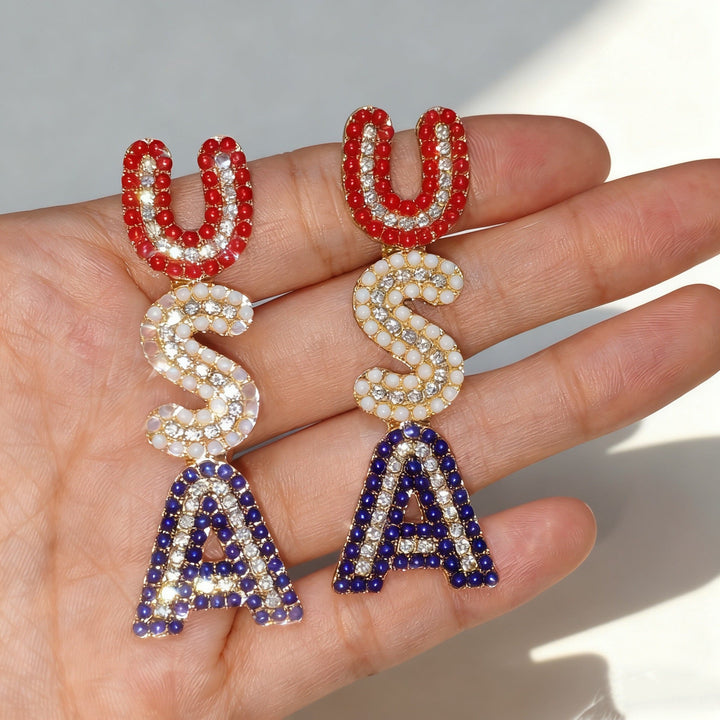 Women’s sparkling statement earrings with crystal beads and gold-plated setting Kalsten