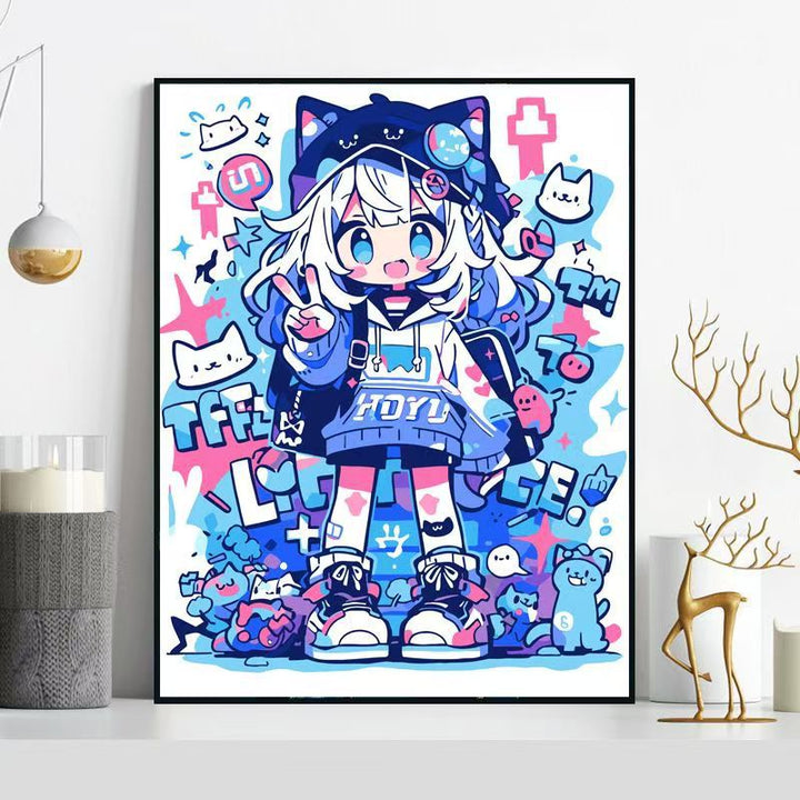 Whimsical Cat-Themed Illustration Wall Art Kalsten