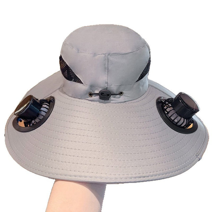Sunscreen hat with dual USB fans, breathable mesh and adjustable chin strap Kalsten