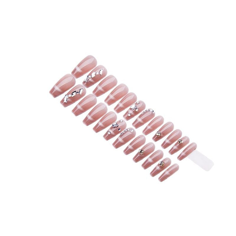 Elegant artificial nails with sparkling gold accents Kalsten