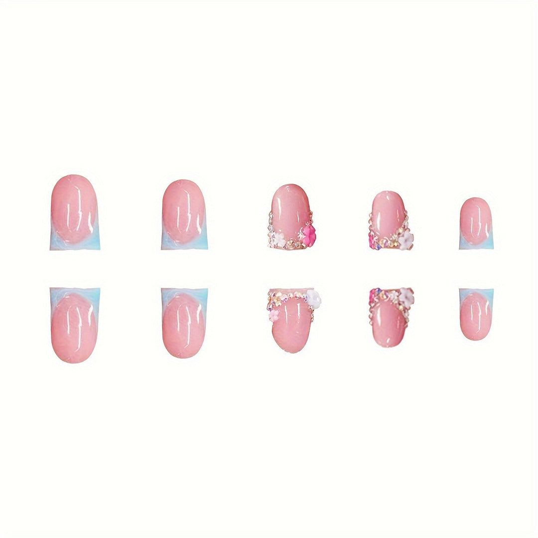Floral Embellished Press-On Nails Kalsten
