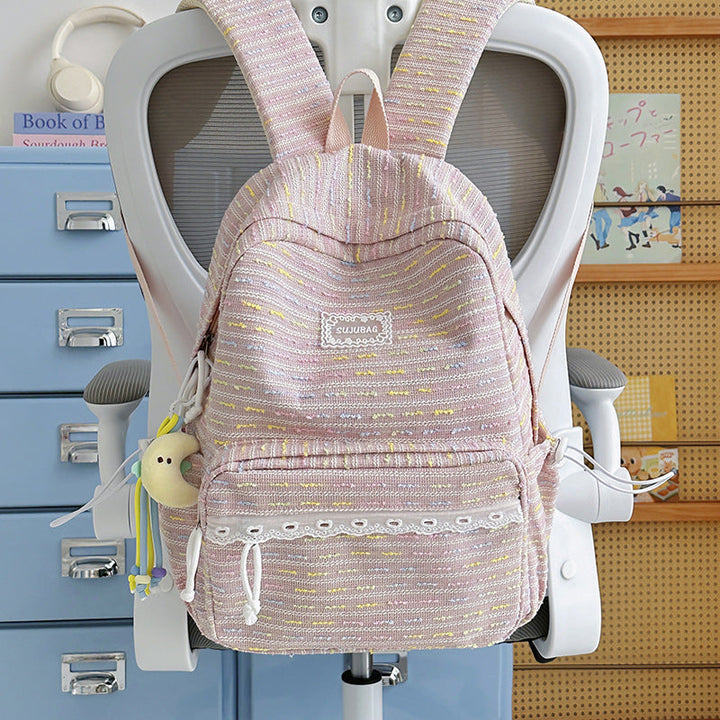 Casual Textured School Backpack