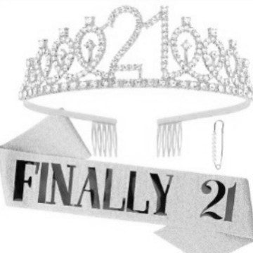 Women Crystal-Embellished Birthday Crown with Personalized Sash Kalsten