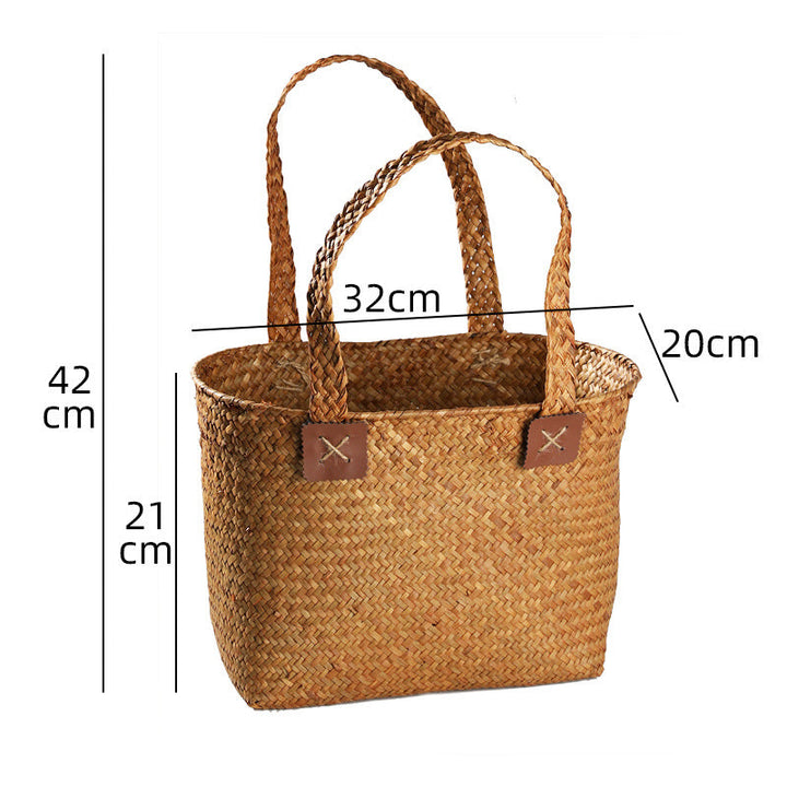 Handwoven Natural Wicker Shopping Basket Kalsten