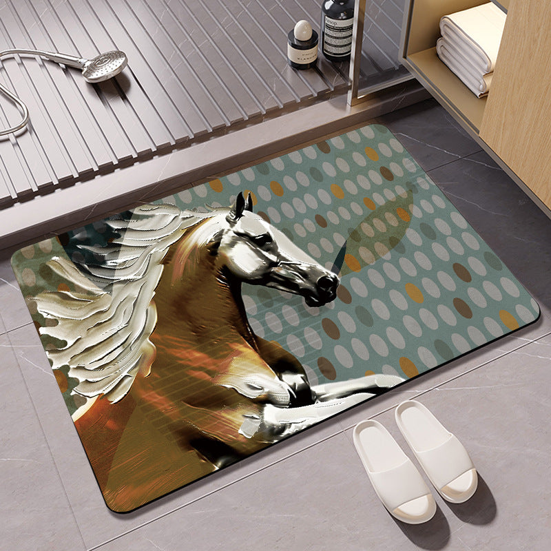 Artistic Horse-Themed Bath Mat Acalora