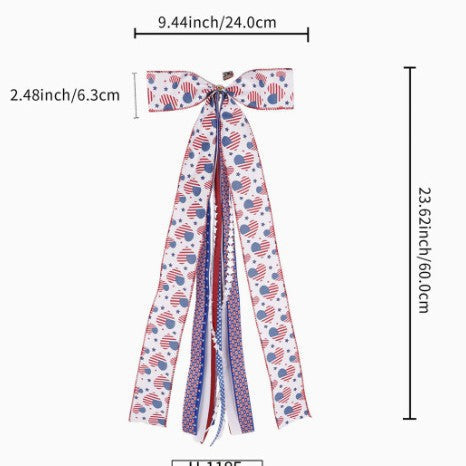 Women's Nan Hair Ruffle Bow with Long Ribbon Straps and Clip Closure Kalsten