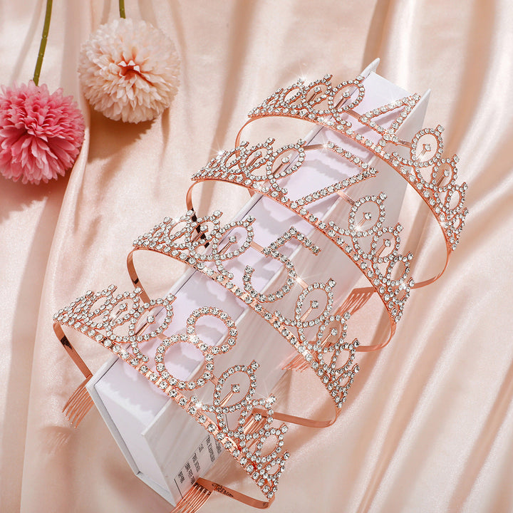 Women Glittering Tiaras with Festive Birthday Banner Kalsten