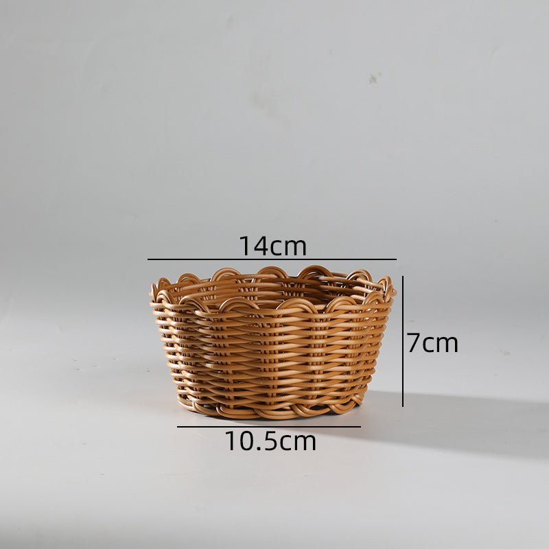 Handcrafted Round Wicker Serving Bowl Kalsten