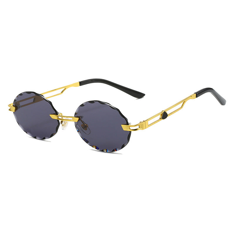 Ladies round sunglasses with unique wave design and high-quality metal frame Kalsten