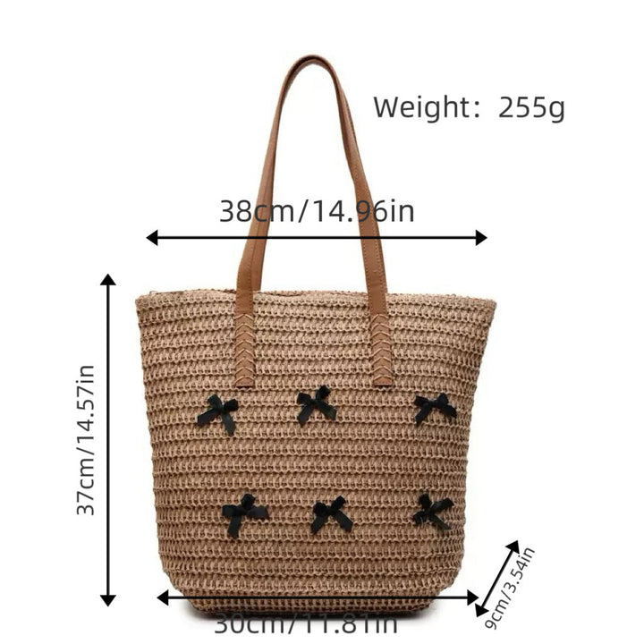 Trendy large beach bag with original bow appliqués Kalsten