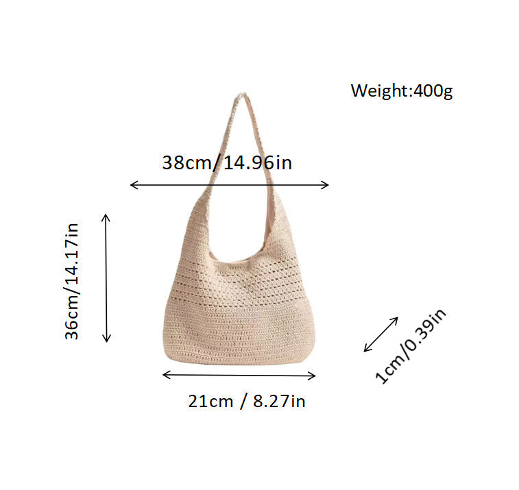 Handbag Made of Hand-Crocheted Natural Material Kalsten