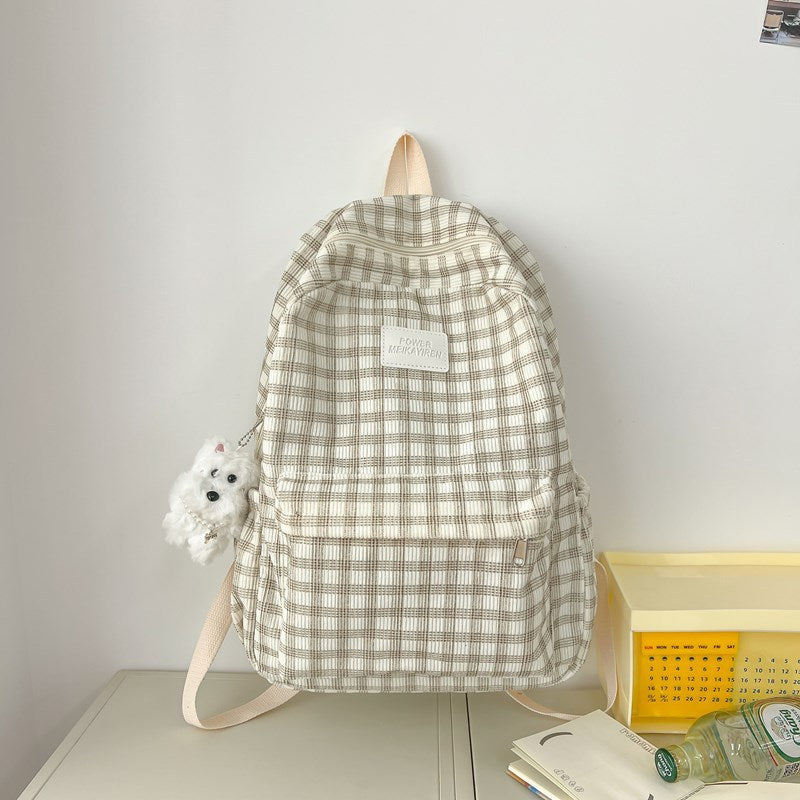 Casual Checkered School Backpack