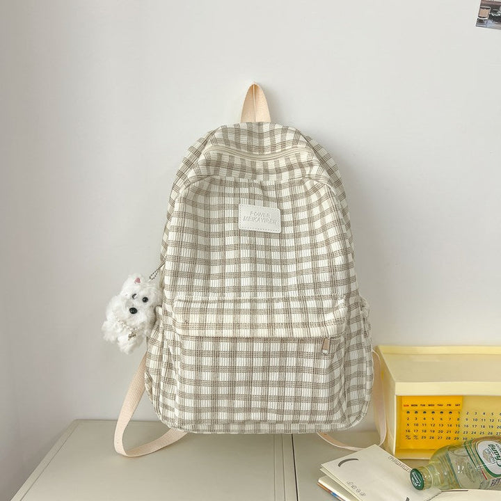 Casual Checkered School Backpack
