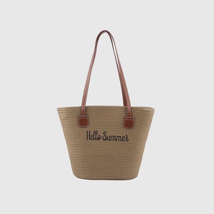 Summer straw bag with leather handles Kalsten