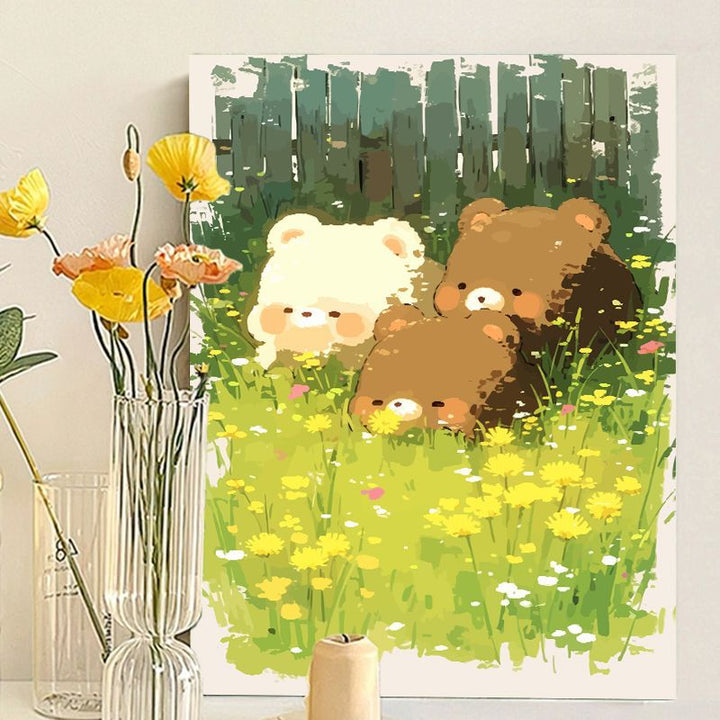 Cute Bear-Themed Art Canvas Print Kalsten