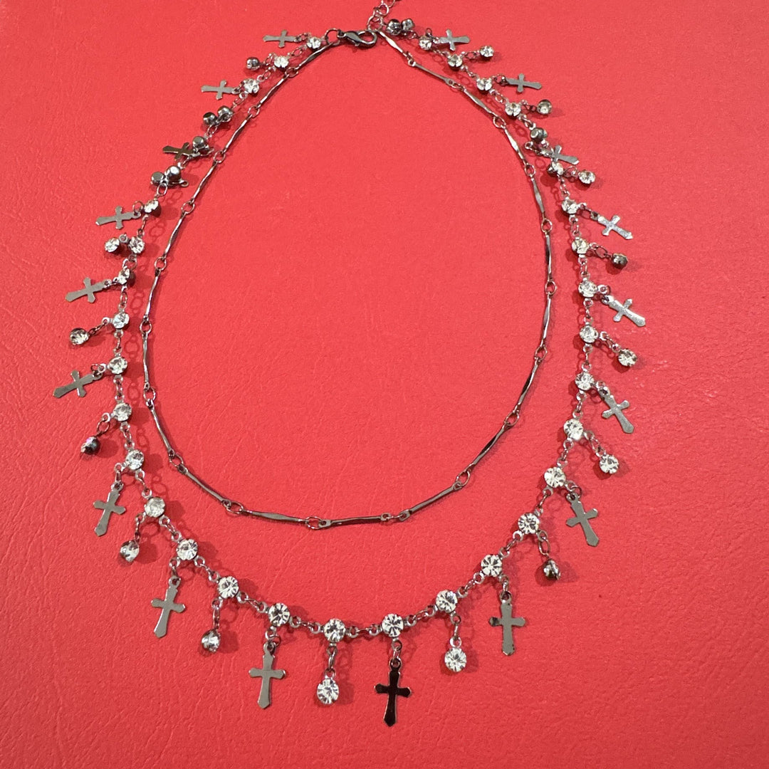 Double Layered Cross Pendant Necklace Kalsten