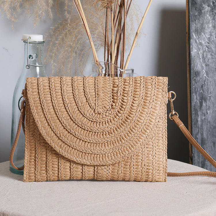 Handbag Made of High-Quality Woven Straw with Elegant Flap Closure Kalsten