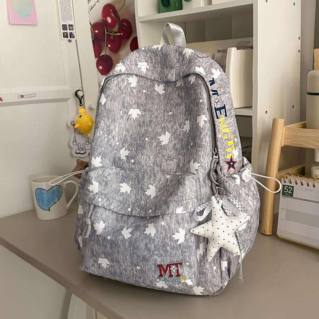 Contemporary Leaf-Patterned School Backpack