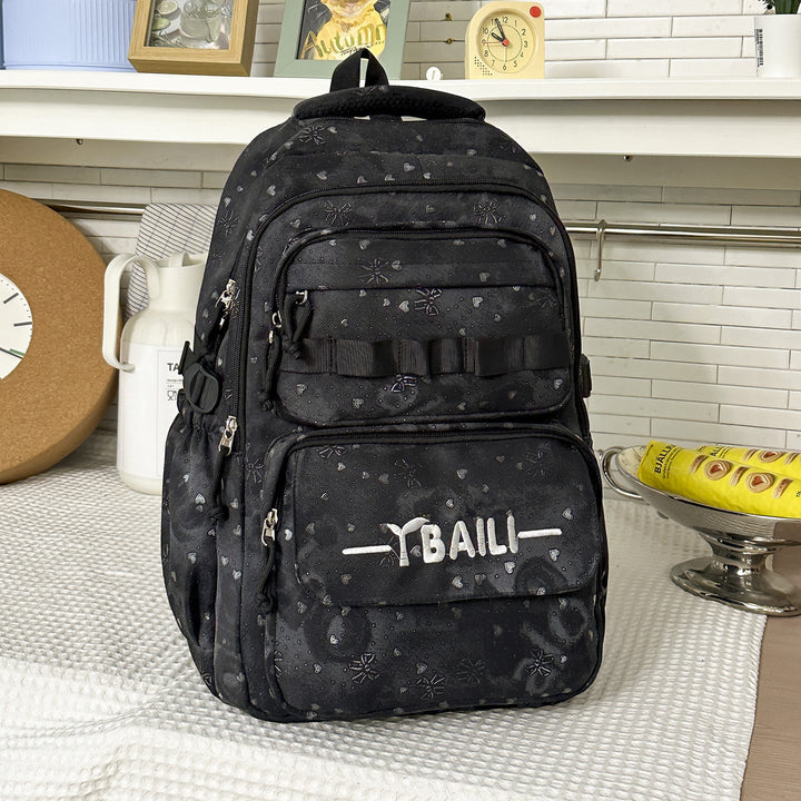 Multi-Compartment Textured School Backpack