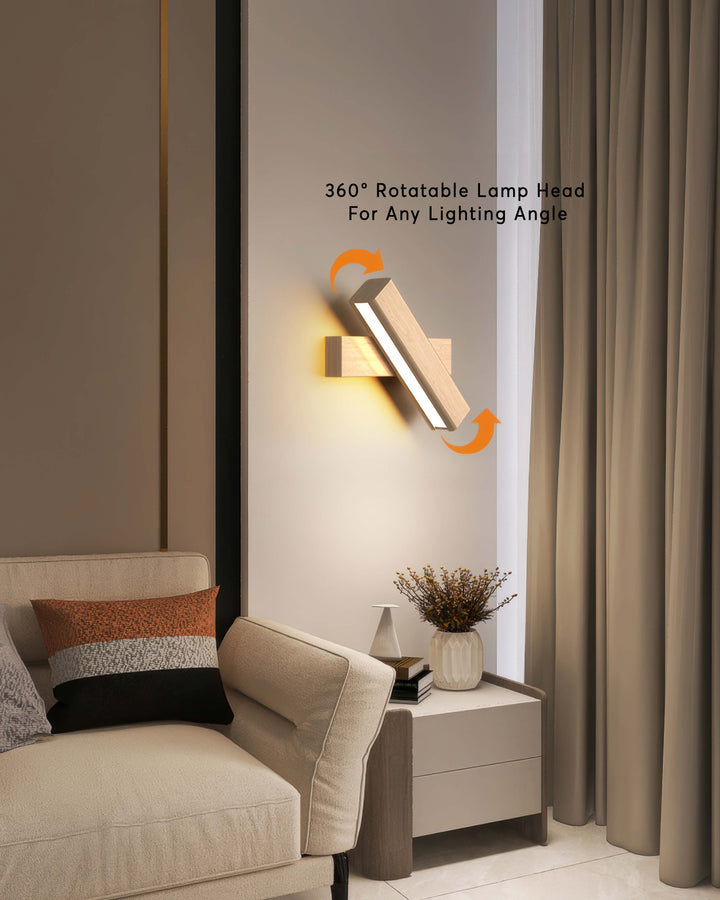 Kalsten | Rotatable wall lamp with Nordic wood grain