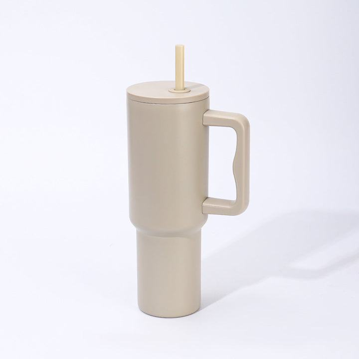 Double-Wall Insulated Travel Tumbler With Ergonomic Handle And Removable Straw