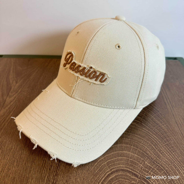 Women's Distressed Cotton Baseball Cap with Embroidered Quote Kalsten