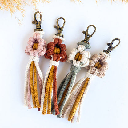 Handcrafted Macrame Flower Keychain Acalora